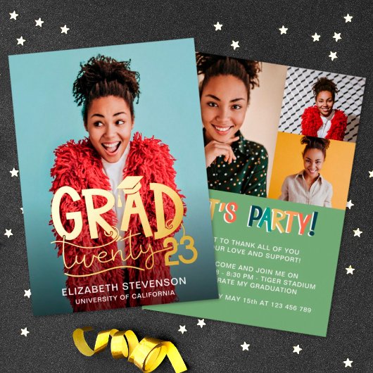 Grad 2023 Fettabschlusspartei 4 Foto Gold Folieneinladung