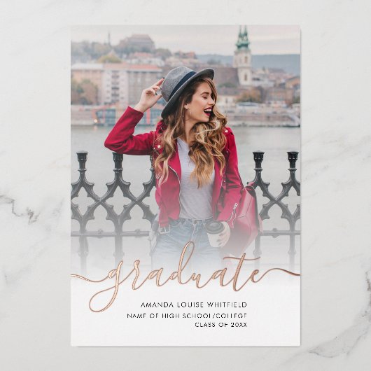 Grad 2023 Foto Abschluss Gold Foil Ankündigung (Vorderseite)