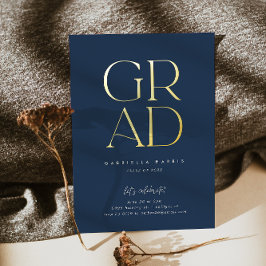 Grad 2023 | Gold + Navy Blue Abschluss Folieneinladung