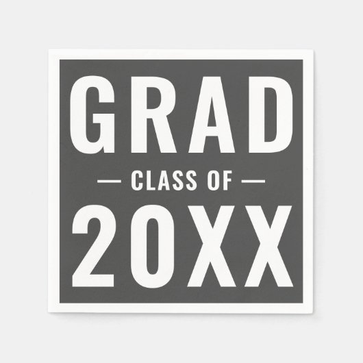 Grad 2023 Holzkohle Grau moderne Typografie Serviette (Vorderseite)