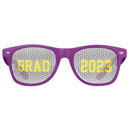 GRAD 2023 mit gelben Buchstaben und grauem Rücken Partybrille
