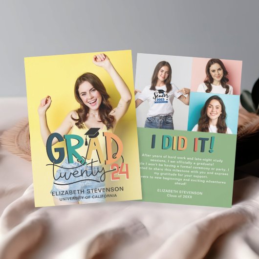 Grad 2023 Retro farbenfrohe Graduierungsparty 4 Fo Einladung