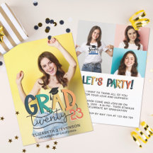 Grad 2023 Retro farbenfrohe Graduierungsparty 4 Fo