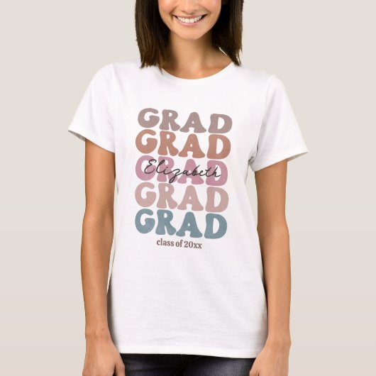 Grad 2023 Senior Class Trendy Abschluss Name T-Shirt (Vorderseite)