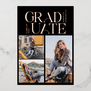 Grad 2024 Foto Collage Graduation Party Rose Gold Folieneinladung