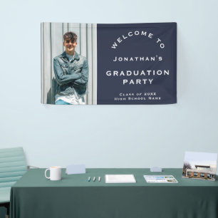 Grad 2024 Foto Navy Begrüßungs-Graduation Party Banner