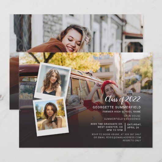 Grad 2024 Fotocollage Graduation Party Einladung (Vorne/Hinten)