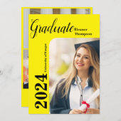 Grad 2024: Modernes Schwarz-Weiß-Foto Einladung (Vorne/Hinten)