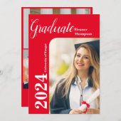 Grad 2024: Modernes Schwarz-Weiß-Foto Einladung (Vorne/Hinten)