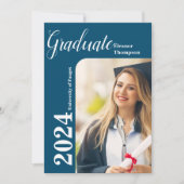 Grad 2024: Modernes Schwarz-Weiß-Foto Einladung (Vorderseite)