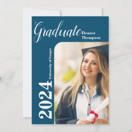 Grad 2024: Modernes Schwarz-Weiß-Foto Einladung