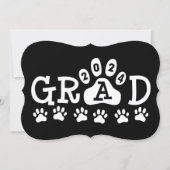 grad 2024 Schwarz-weißer Paw Prints Abschluss Einladung (Vorderseite)
