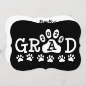 grad 2024 Schwarz-weißer Paw Prints Abschluss Einladung (Vorne/Hinten)