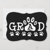 grad 2024 Schwarz-weißer Paw Prints Abschluss Einladung (Vorderseite)