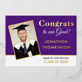 Grad 2025 Ankündigung Gold Foil Foto Lila