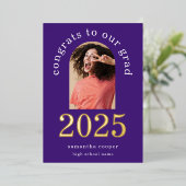 Grad 2025 Arch Foto Lila Goldfolie Ankündigung (Stehend vorne)