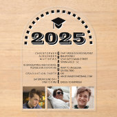 Grad 2025 Cool 3 Foto Collage Schwarz-weißes Party Acryleinladungen (Vorderseite)