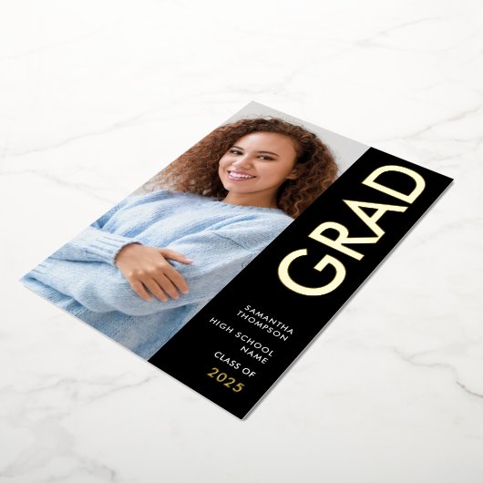 Grad 2025 Foto Black Gold Real Foil Ankündigung (Gedreht)