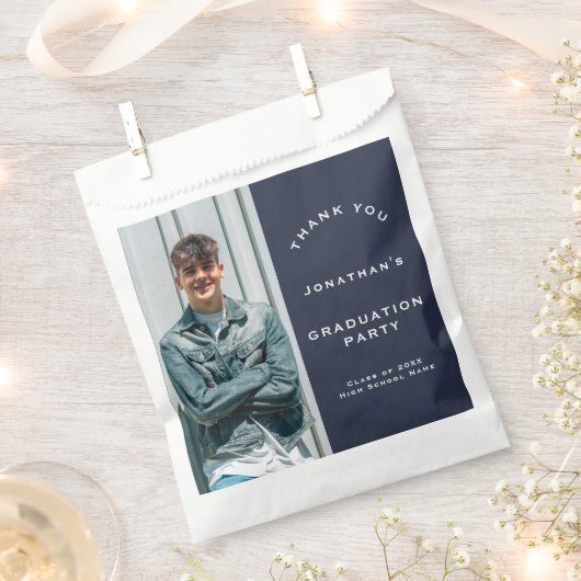 Grad 2025 Foto Graduation Party Navy Vielen Dank Geschenktütchen (Ausgeschnitten)