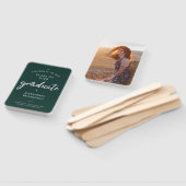 Grad 2025 Foto Green und Silver Script Abschluss Fächer (Non-assembled)