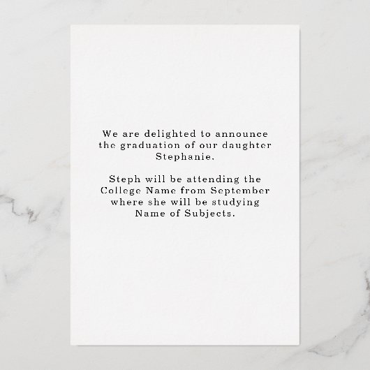 Grad 2025 Foto Real Gold Foil Ankündigung (Rückseite)