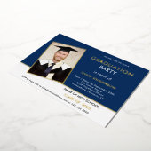 Grad 2025 Graduation Party Foto Navy White Gold Folieneinladung (Gedreht)