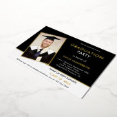 Grad 2025 Graduation Party Foto Schwarz-weiß Gold Folieneinladung (Gedreht)