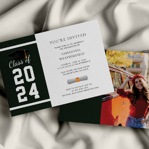 Grad 2025 Grünes Weißes Foto Graduation Party Einladung