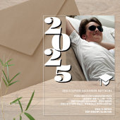 Grad 2025 Modernes Foto Cooles Party Weiß und Schw Acryleinladungen