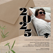 Grad 2025 Modernes Foto Schwarz-Weiß-Cooles Party Acryleinladungen