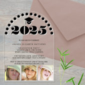 Grad 2025 Niedlich 3 Foto Collage Schwarz-weißes P Acryleinladungen
