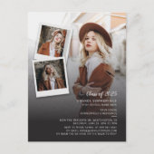 Grad 2025 Open House QR Code 3 Fotos Abschluss Einladungspostkarte (Vorderseite)