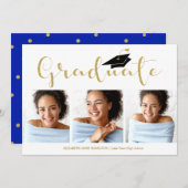 Grad 3 Foto Gold Glitzer Kalligrafie Ankündigung (Vorne/Hinten)