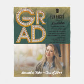 Grad Abschluss Gold Glitzer Fun Fakten Foto Class Fleecedecke (Vorderseite)