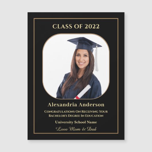 Grad Abschluss Graduate Foto Custom Magnet (Vorderseite)