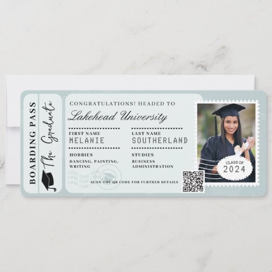 Grad Adventure Awaits Boarding Pass Flugzeug Ticke Einladung (Vorderseite)