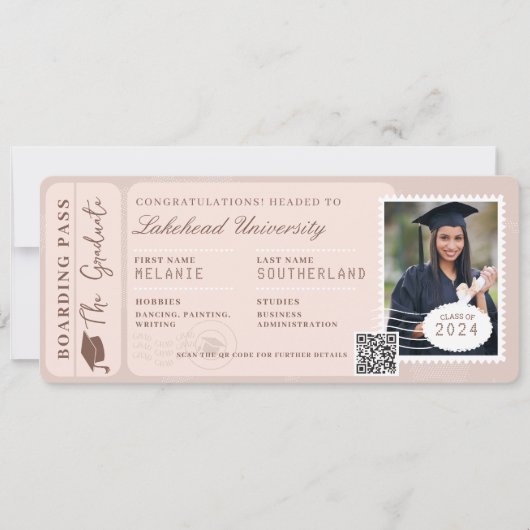 Grad Adventure Awaits Boarding Pass Flugzeug Ticke Einladung (Vorderseite)