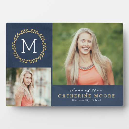 Grad anfänglicher EDITABLE FARBEN Abschluss Plaque Fotoplatte (Vorderseite)