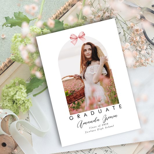 Grad Ankündigung 2025 Rosa Bow Coquette Elegant