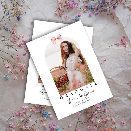 Grad Ankündigung 2025 Rosa Bow Coquette Elegant