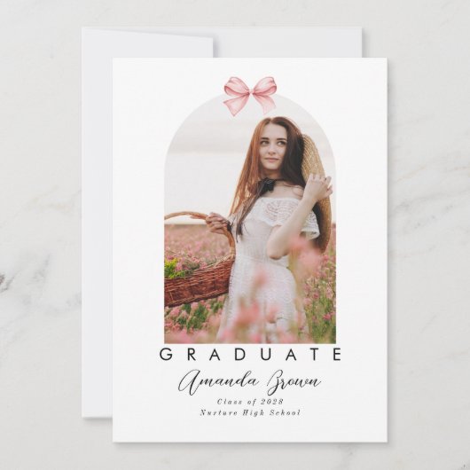 Grad Ankündigung 2025 Rosa Bow Coquette Elegant (Vorderseite)