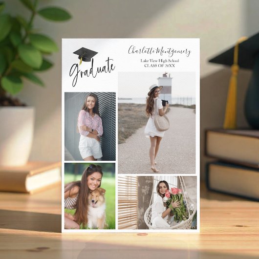 Grad-Ankündigung der High School 4 Foto Kalligraph Einladung