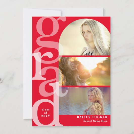 GRAD Arch Foto Moderner Roter Abschluss Einladung (Vorderseite)