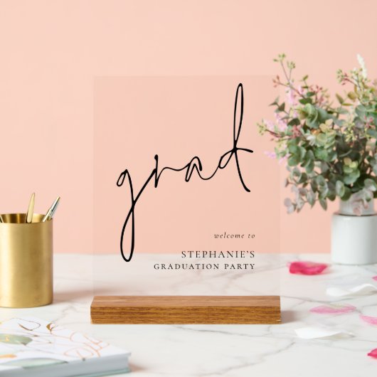 Grad Black Script Willkommen zur Graduierungsparte Acrylschild (Hochzeit)