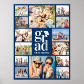 Grad Blue Multiple Photo Collage Memories Poster (Vorne)