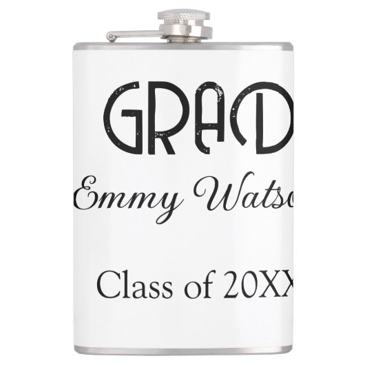 Grad bold letter graduation name class of 20XX sim Flachmann (Vorderseite)