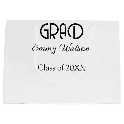 Grad bold letter graduation name class of 20XX sim Große Geschenktüte (Vorderseite)