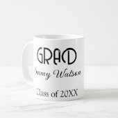 Grad bold letter graduation name class of 20XX sim Kaffeetasse (Vorderseite Links)