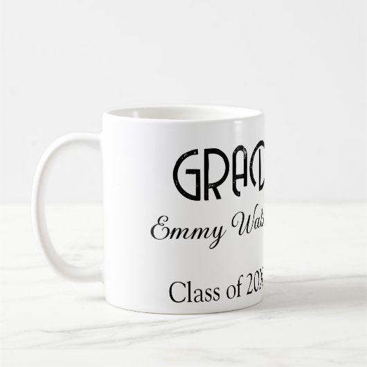 Grad bold letter graduation name class of 20XX sim Kaffeetasse (Links)