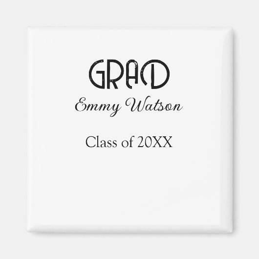 Grad bold letter graduation name class of 20XX sim Magnet (Vorne)